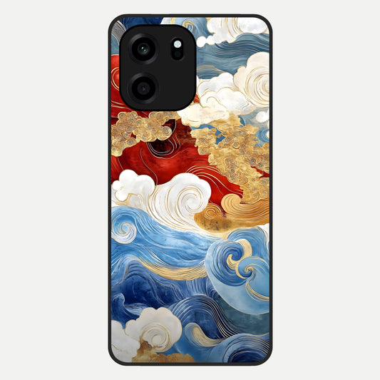  Colored Waves Glass Case For OnePlus Nord CE 6 back cover – full design glossy printed glass finish
