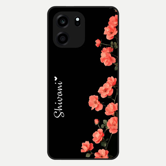  Crimson Bloom Grace Custom Name Glass Case For OnePlus Nord CE 6 back cover – full design glossy printed glass finish
