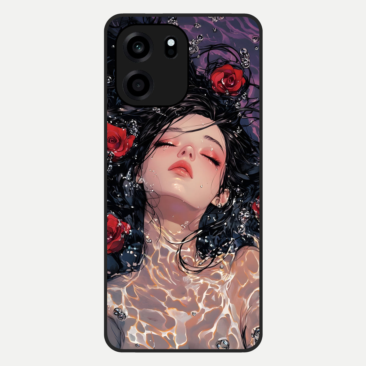  Crimson Rose Serenity Glass Case For OnePlus Nord CE 6 back cover – full design glossy printed glass finish