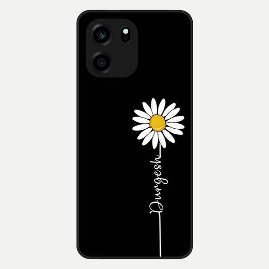  Custom Name White Flower Glass Case For OnePlus Nord CE 6 back cover – full design glossy printed glass finish