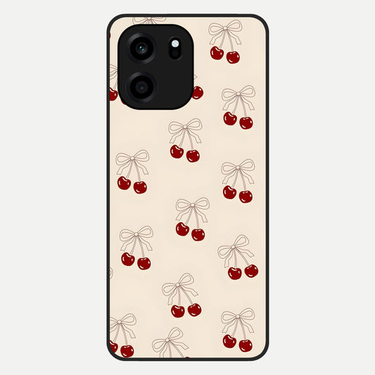  Cute Cherry Pattern Glass Case For OnePlus Nord CE 6 back cover – full design glossy printed glass finish