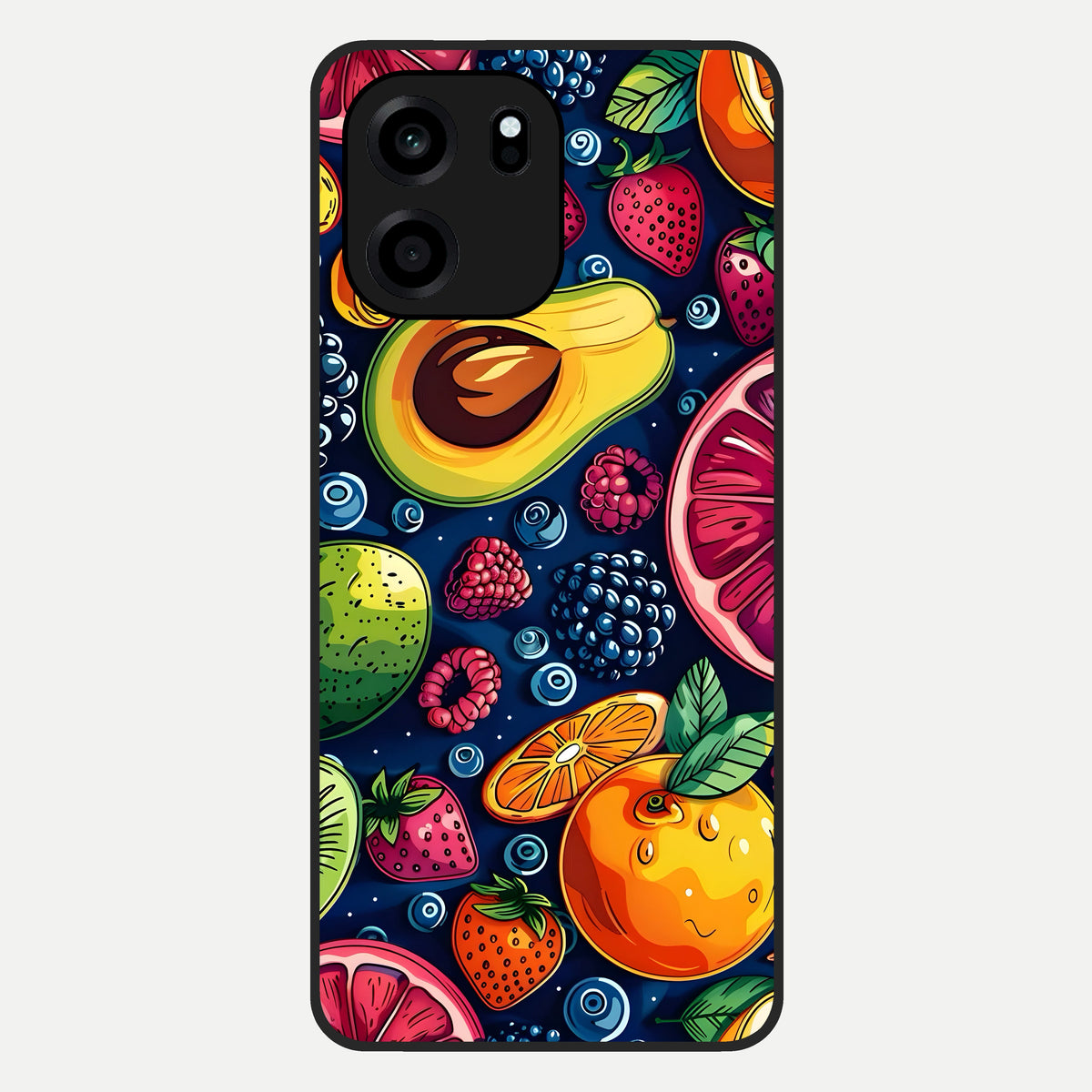  Cute Fruits Art Glass Case For OnePlus Nord CE 6 back cover – full design glossy printed glass finish