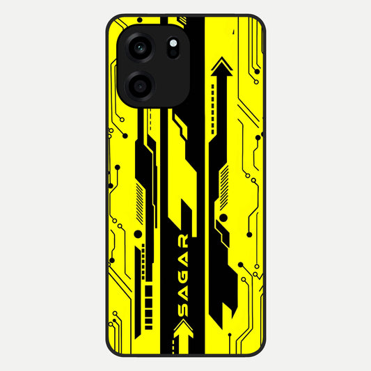  Electric Pulse CYBERPUNK Custom Name Glass Case For OnePlus Nord CE 6 back cover – full design glossy printed glass finish