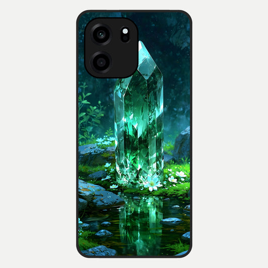  Emerald Light Crystal Glass Case For OnePlus Nord CE 6 back cover – full design glossy printed glass finish