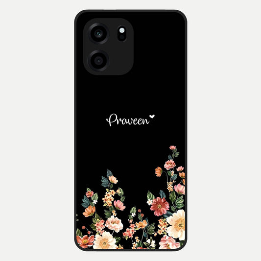  Floral Design Personalized Custom Name Glass Case For OnePlus Nord CE 6 back cover – full design glossy printed glass finish