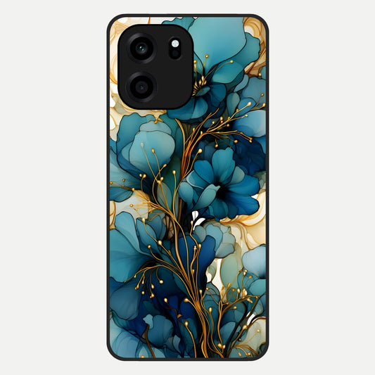  Golden Bloom Symphony Glass Case For OnePlus Nord CE 6 back cover – full design glossy printed glass finish