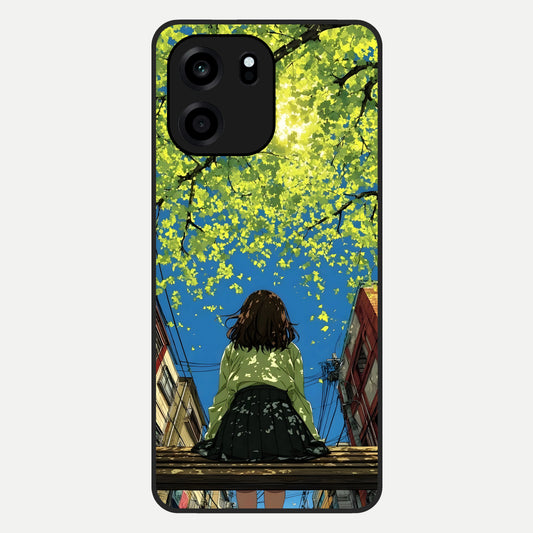  Golden Leaves Glow Glass Case For OnePlus Nord CE 6 back cover – full design glossy printed glass finish