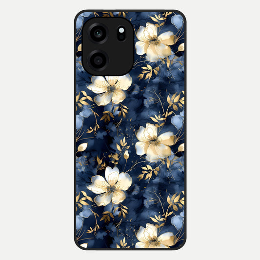  Golden Midnight Bloom Glass Case For OnePlus Nord CE 6 back cover – full design glossy printed glass finish