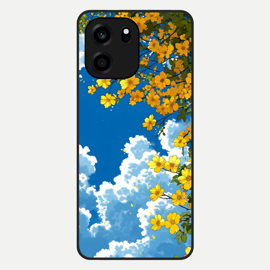  Golden Petal Sky Glass Case For OnePlus Nord CE 6 back cover – full design glossy printed glass finish