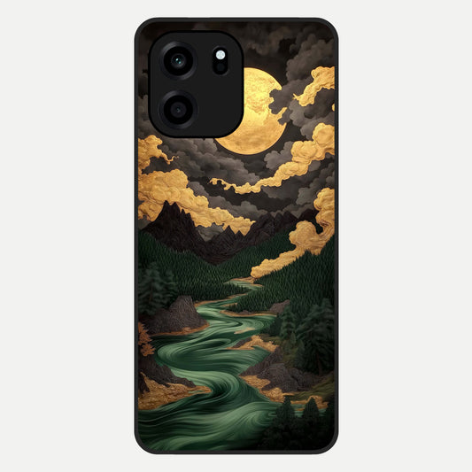  Golden River Moon Glass Case For OnePlus Nord CE 6 back cover – full design glossy printed glass finish
