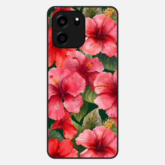  Hibiscus Pattern Glass Case For OnePlus Nord CE 6 back cover – full design glossy printed glass finish