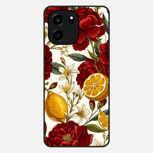  Lemon Rose Charm Glass Case For OnePlus Nord CE 6 back cover – full design glossy printed glass finish