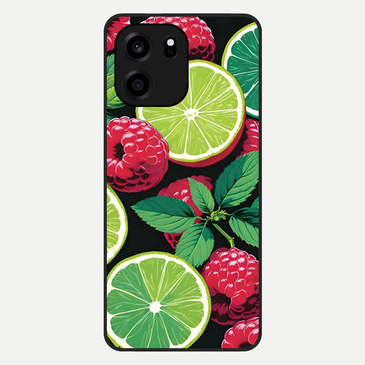  Lime and Raspberry Pattern Glass Case For OnePlus Nord CE 6 back cover – full design glossy printed glass finish