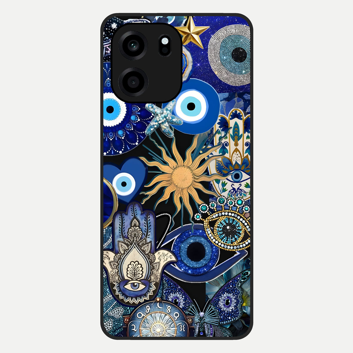  Mystic Blue Evil Eye Glass Case For OnePlus Nord CE 6 back cover – full design glossy printed glass finish