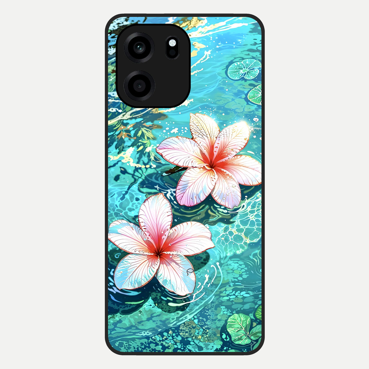  Pink Flowers in Water Glass Case For OnePlus Nord CE 6 back cover – full design glossy printed glass finish