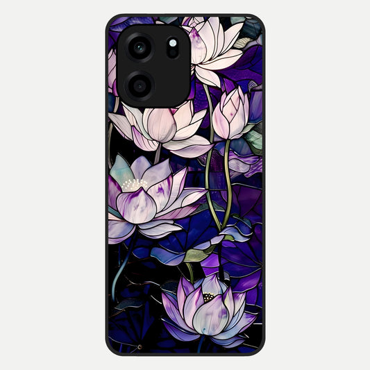  Purple Lotus Pattern Glass Case For OnePlus Nord CE 6 back cover – full design glossy printed glass finish