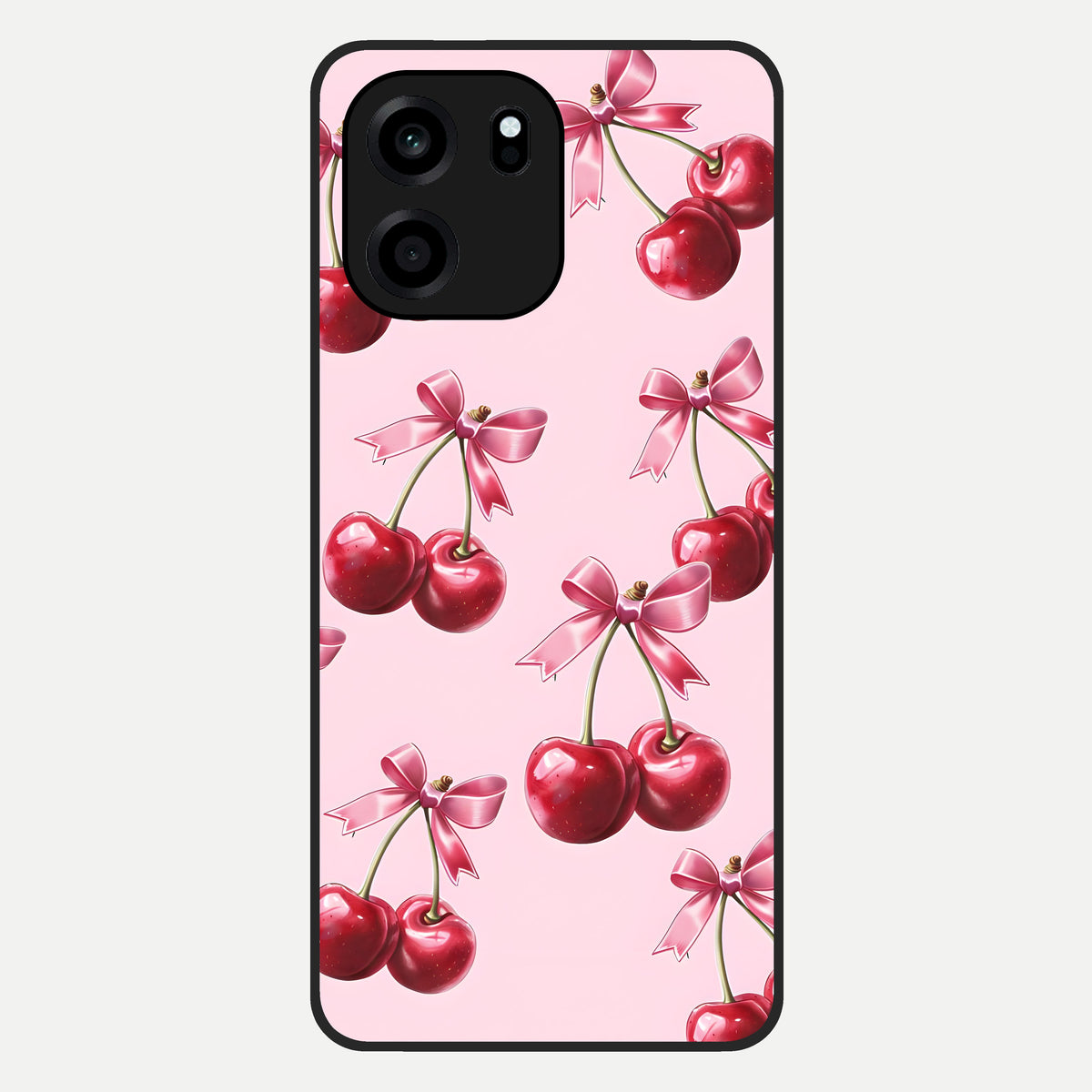  Red Cherries Pattern Glass Case For OnePlus Nord CE 6 back cover – full design glossy printed glass finish