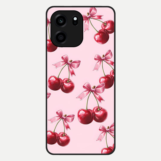  Red Cherries Pattern Glass Case For OnePlus Nord CE 6 back cover – full design glossy printed glass finish