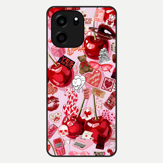  Sweet Cherry Chaos Glass Case For OnePlus Nord CE 6 back cover – full design glossy printed glass finish