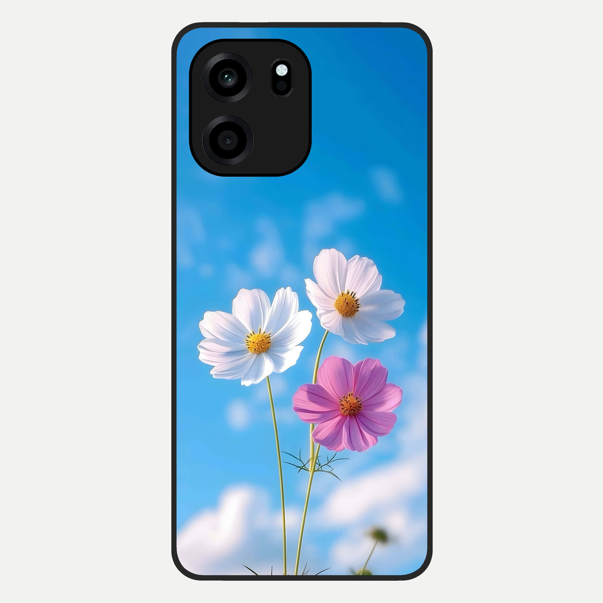  Tripple Flowers With Sky Glass Case For OnePlus Nord CE 6 back cover – full design glossy printed glass finish