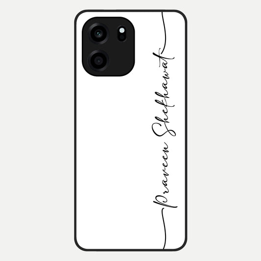  White Tune Custom Name Glass Case For OnePlus Nord CE 6 back cover – personalized glossy printed glass finish