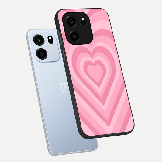  Blush Heart Waves phone case For OnePlus Nord CE 6 showing premium glass back cover with detailed artwork