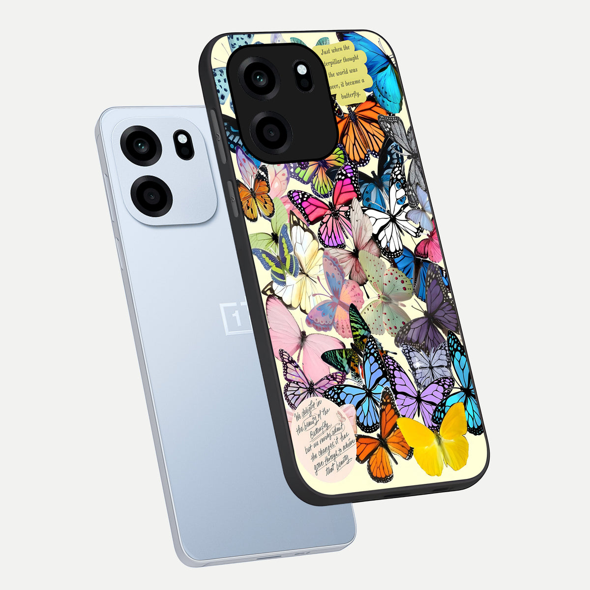  Butterflies Petal Dream phone case For OnePlus Nord CE 6 showing premium glass back cover with detailed artwork