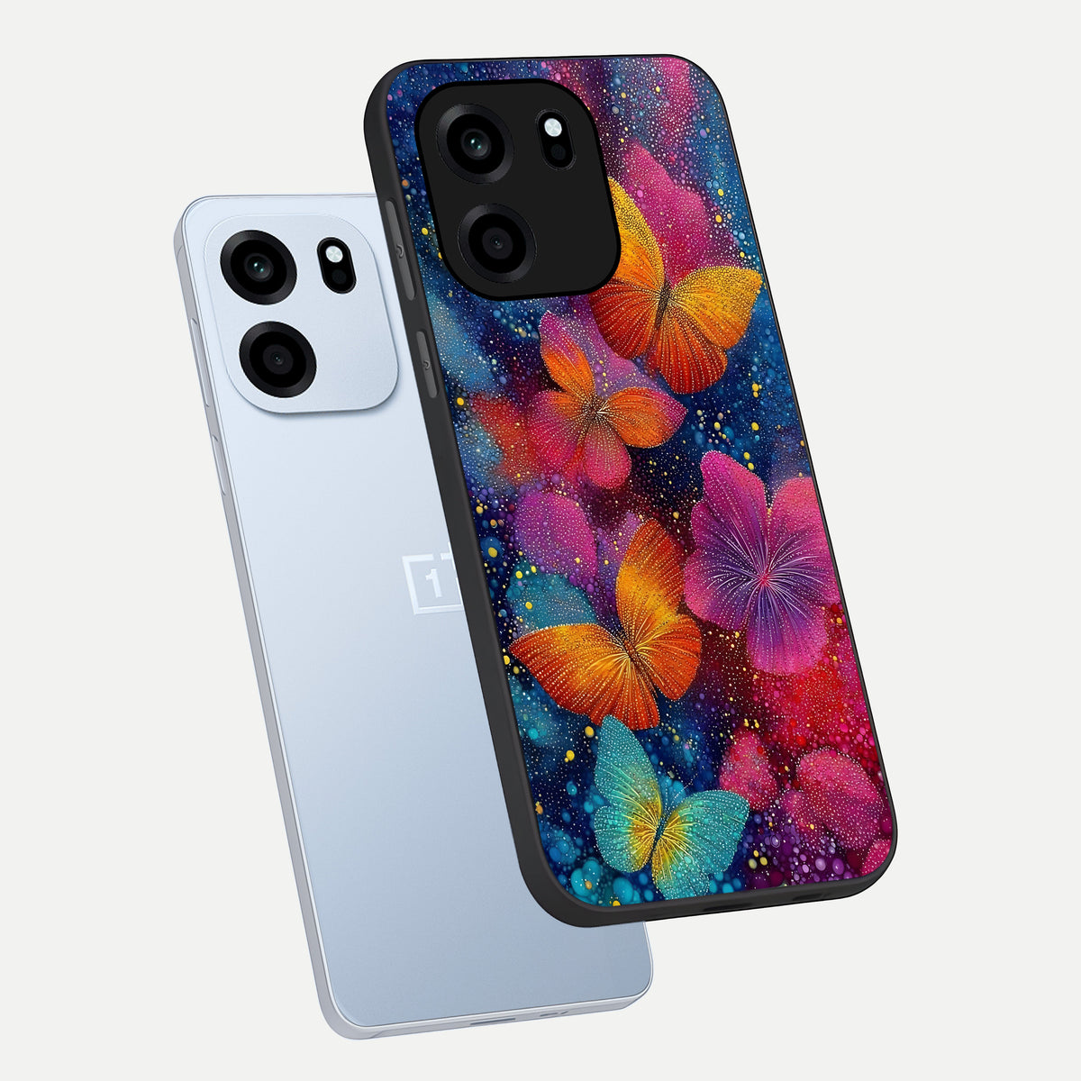  Butterfly Dream Mist phone case For OnePlus Nord CE 6 showing premium glass back cover with detailed artwork
