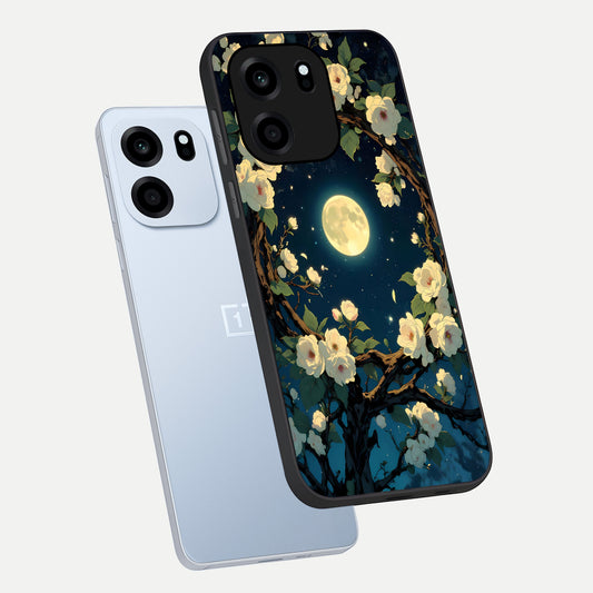  Celestial Moon And Flower phone case For OnePlus Nord CE 6 showing premium glass back cover with detailed artwork