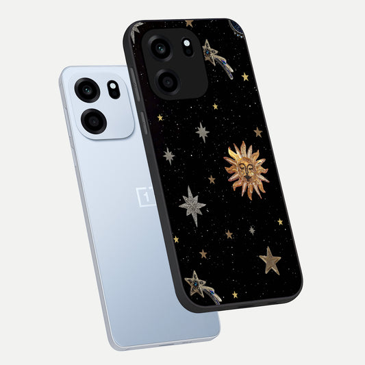  Celestial Moon With Stars phone case For OnePlus Nord CE 6 showing premium glass back cover with detailed artwork