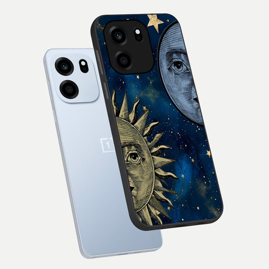  Celestial Moon With Sun phone case For OnePlus Nord CE 6 showing premium glass back cover with detailed artwork