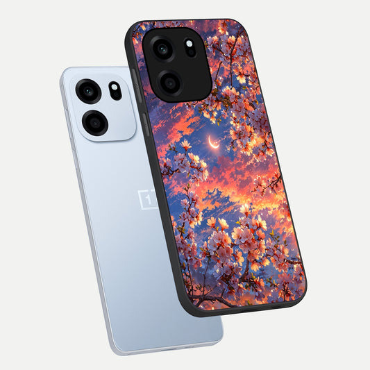  Celestial Sakura Sunset phone case For OnePlus Nord CE 6 showing premium glass back cover with detailed artwork