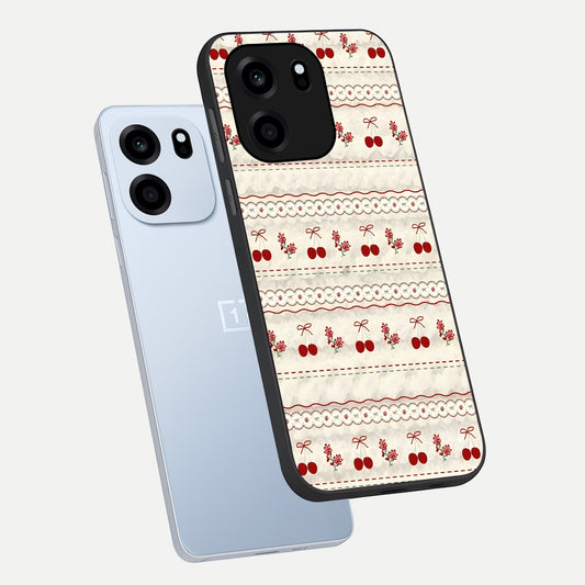  Cherry Bloom Charm phone case For OnePlus Nord CE 6 showing premium glass back cover with detailed artwork
