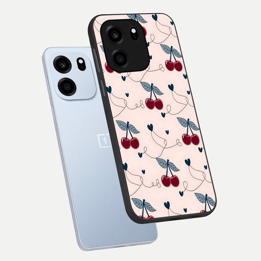  Cherry Heart Line phone case For OnePlus Nord CE 6 showing premium glass back cover with detailed artwork