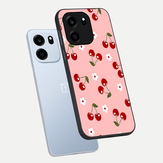  Cherry Love Mood phone case For OnePlus Nord CE 6 showing premium glass back cover with detailed artwork
