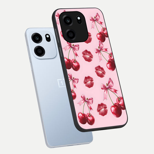  Cherry With Lips phone case For OnePlus Nord CE 6 showing premium glass back cover with detailed artwork