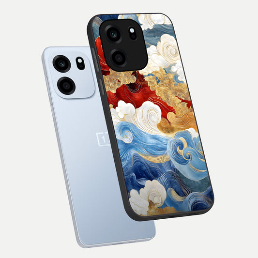  Colored Waves phone case For OnePlus Nord CE 6 showing premium glass back cover with detailed artwork