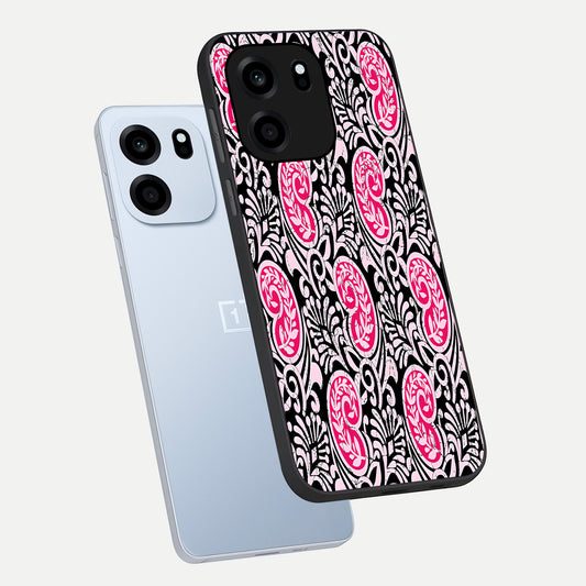  Crimson Paisley Charm phone case For OnePlus Nord CE 6 showing premium glass back cover with detailed artwork