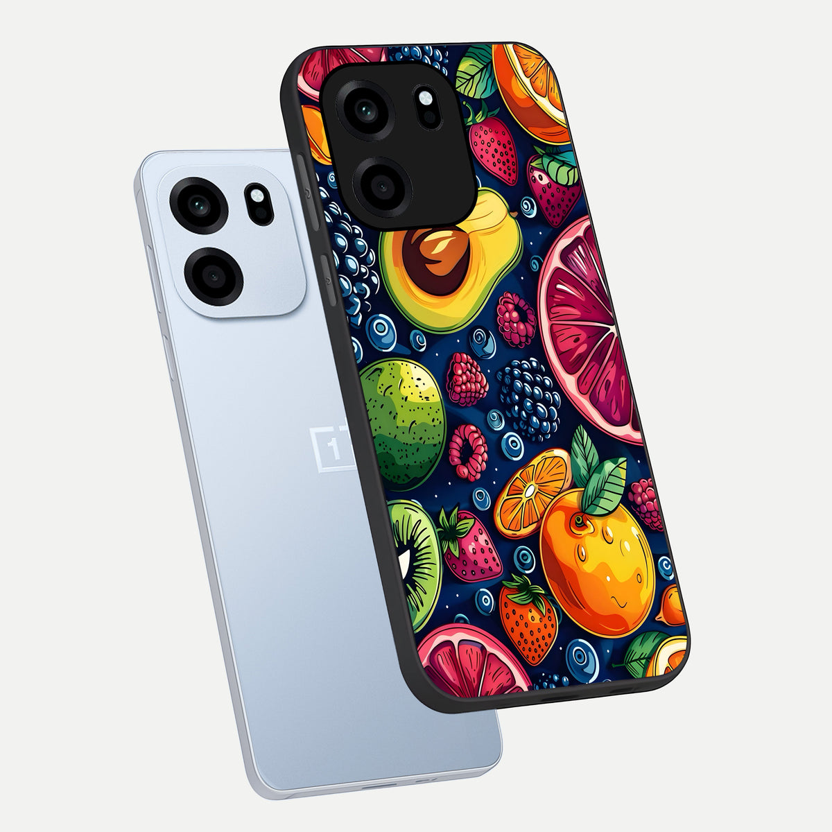  Cute Fruits Art phone case For OnePlus Nord CE 6 showing premium glass back cover with detailed artwork