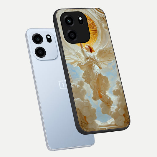  Divine Light Angel phone case For OnePlus Nord CE 6 showing premium glass back cover with detailed artwork