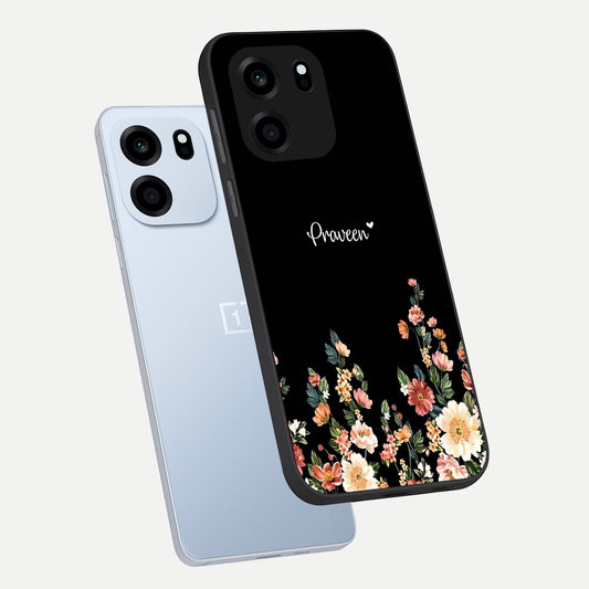  Floral Design Personalized Custom Name phone case For OnePlus Nord CE 6 showing premium glass back cover with detailed artwork