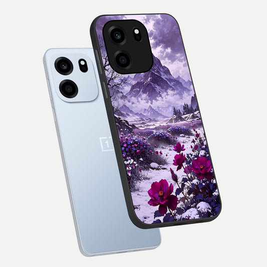  Flower Mountain View phone case For OnePlus Nord CE 6 showing premium glass back cover with detailed artwork