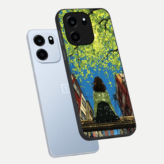  Golden Leaves Glow phone case For OnePlus Nord CE 6 showing premium glass back cover with detailed artwork