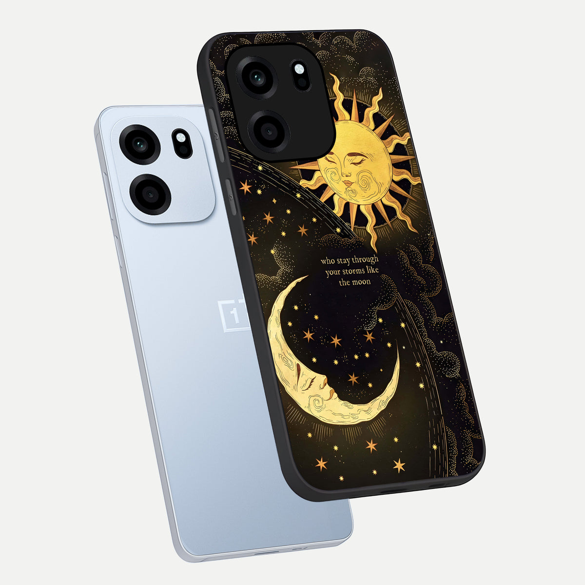  Golden Lunar Love phone case For OnePlus Nord CE 6 showing premium glass back cover with detailed artwork
