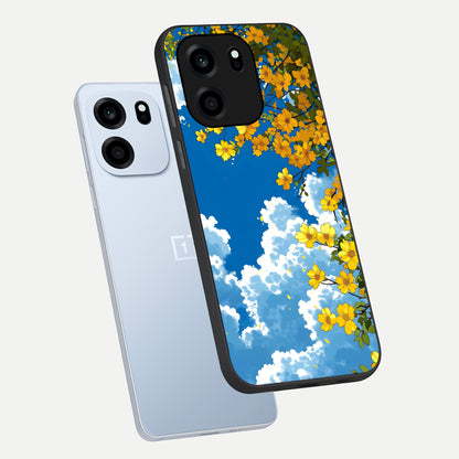  Golden Petal Sky phone case For OnePlus Nord CE 6 showing premium glass back cover with detailed artwork
