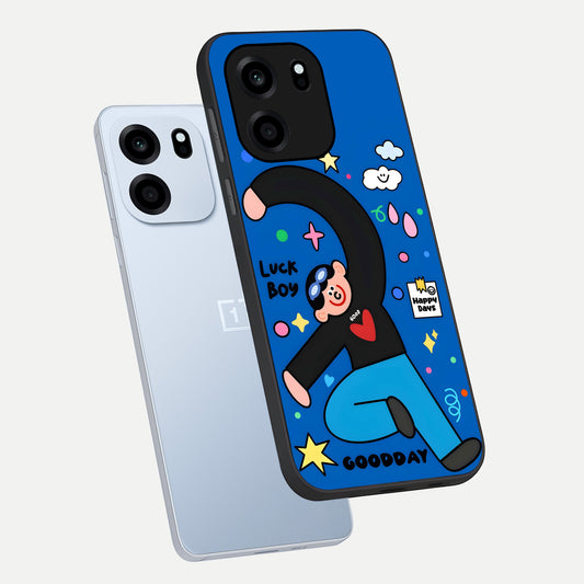  Happy Luck Vibe phone case For OnePlus Nord CE 6 showing premium glass back cover with detailed artwork