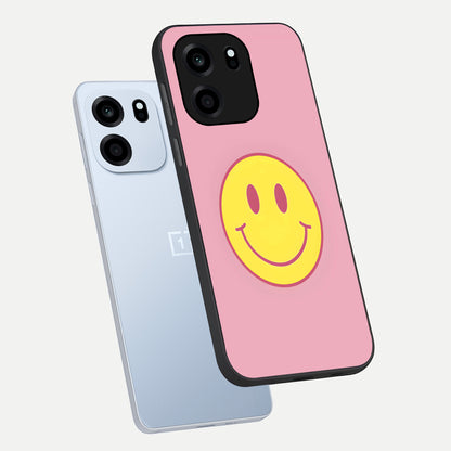  Happy Pink Mood phone case For OnePlus Nord CE 6 showing premium glass back cover with detailed artwork