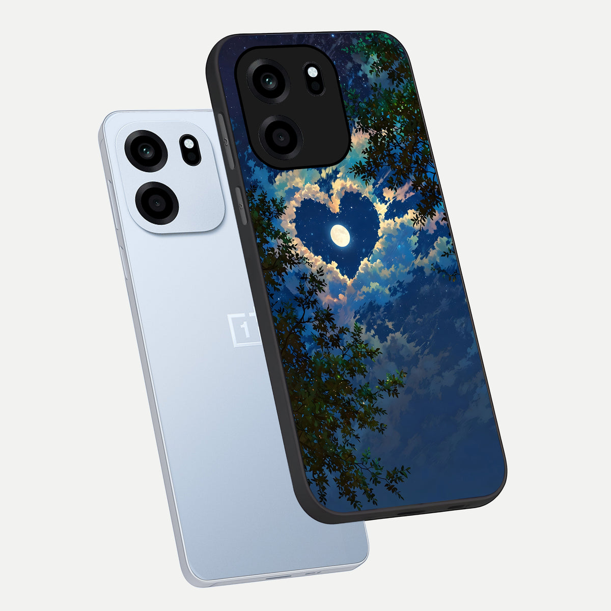  Heart With Moon Sky phone case For OnePlus Nord CE 6 showing premium glass back cover with detailed artwork