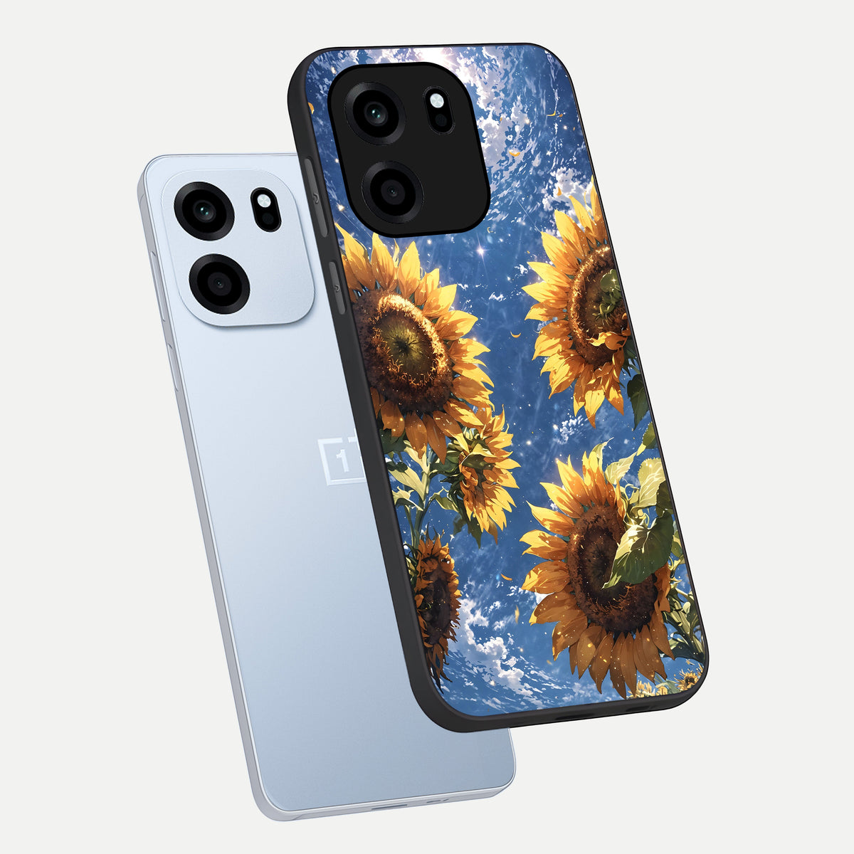  Heavenly Sunflower Rise phone case For OnePlus Nord CE 6 showing premium glass back cover with detailed artwork