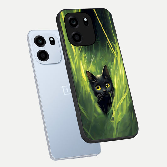  Hidden Cat Whisper phone case For OnePlus Nord CE 6 showing premium glass back cover with detailed artwork